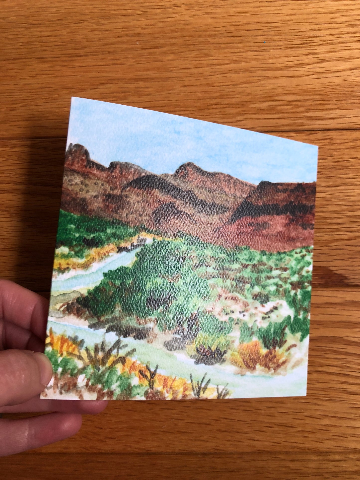 Texas landscape watercolor notecard