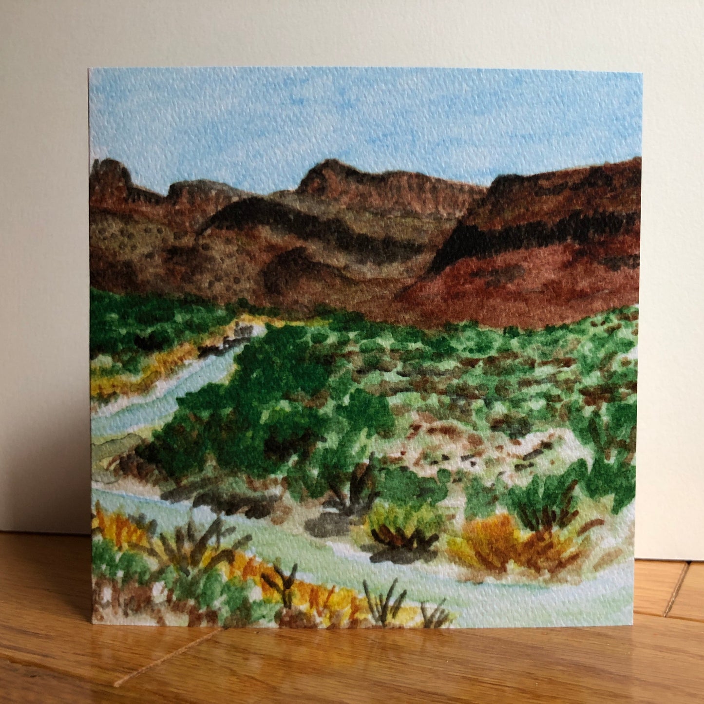 Texas landscape watercolor notecard