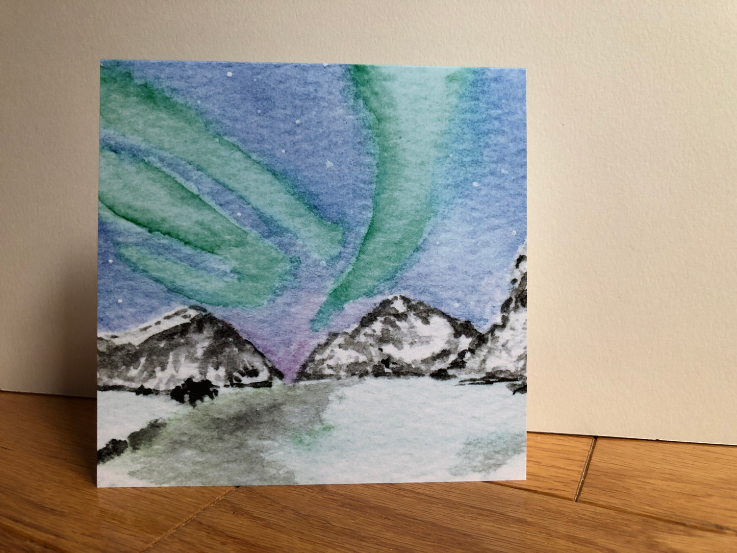 Norwegian landscape watercolor notecard
