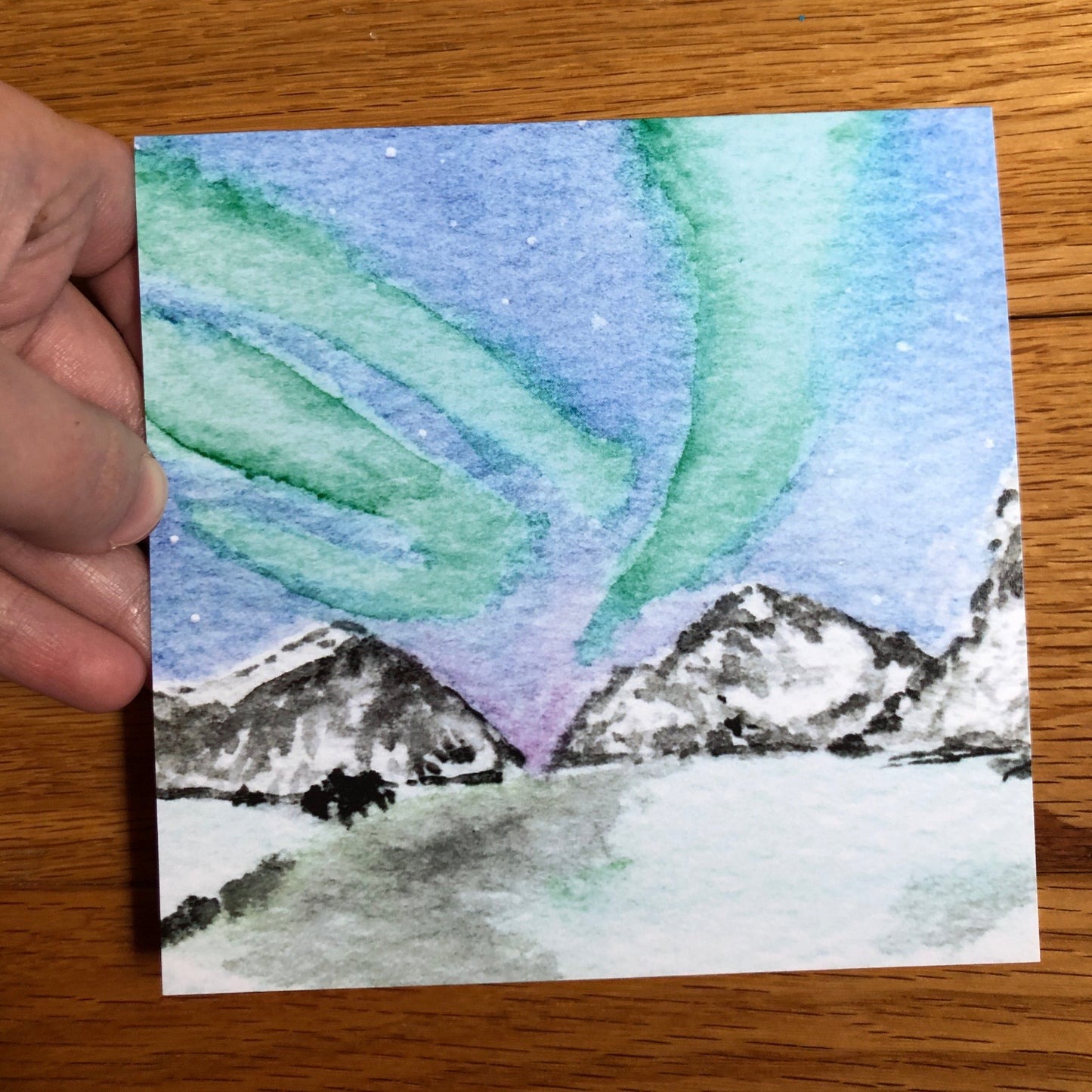 Norwegian landscape watercolor notecard