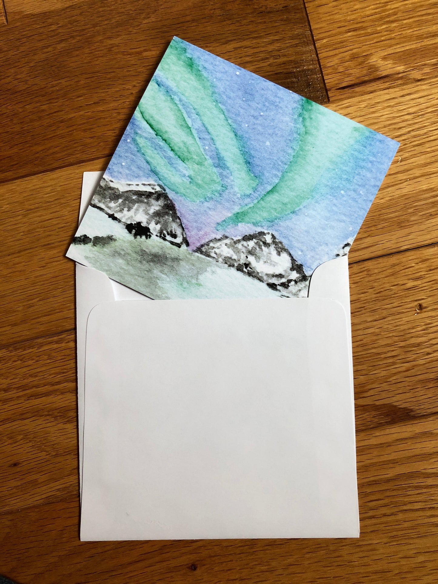 Norwegian landscape watercolor notecard