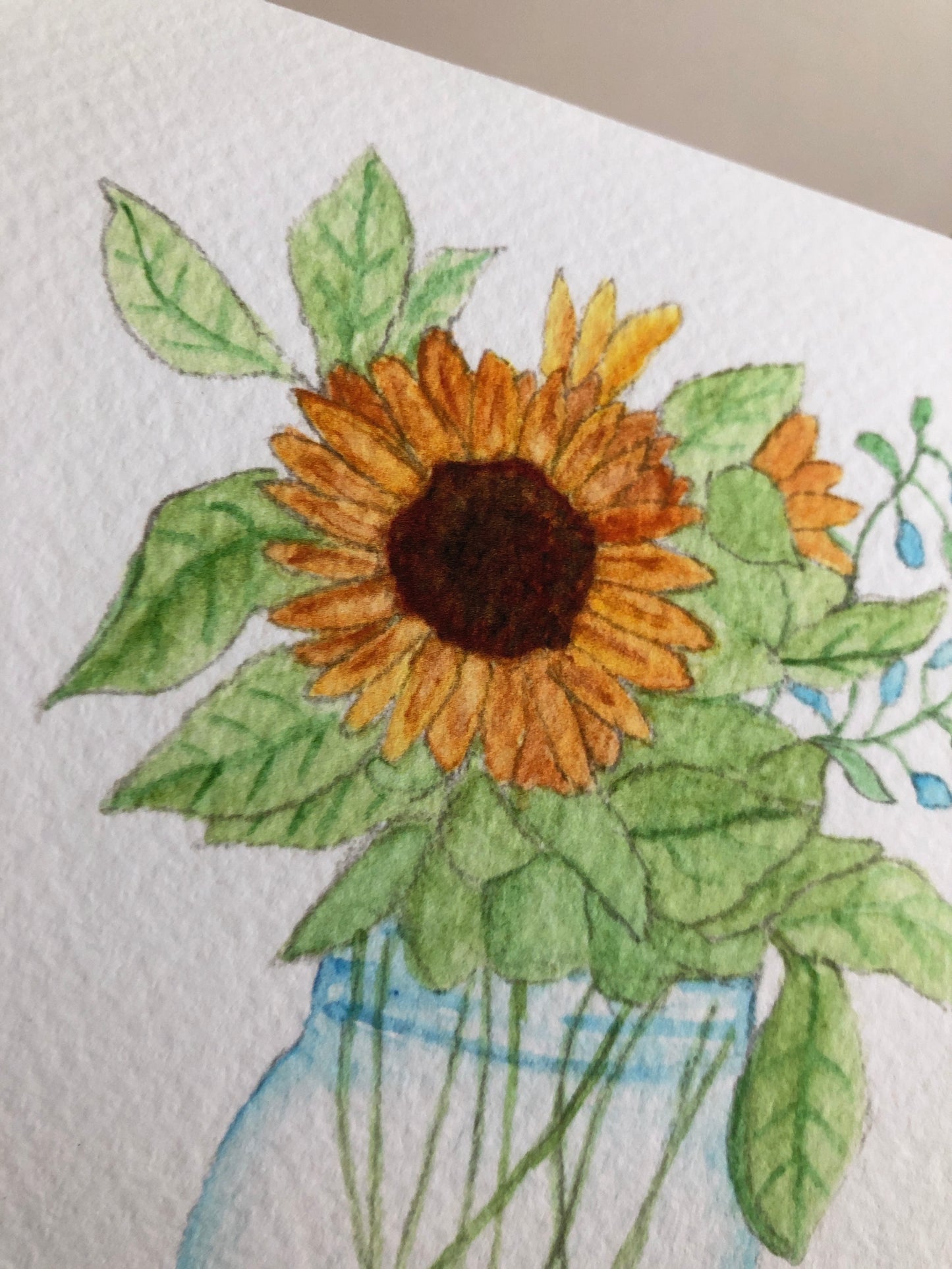 Sunflower Jar Watercolor Print