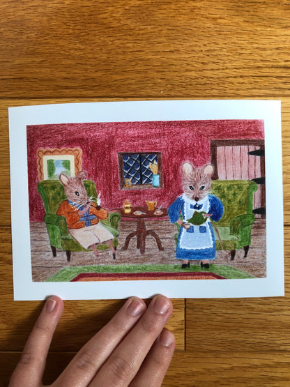 Home Squeak Home Colored Pencil Drawing