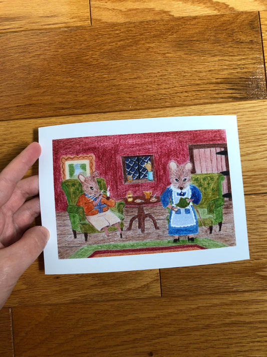 Home Squeak Home Colored Pencil Drawing