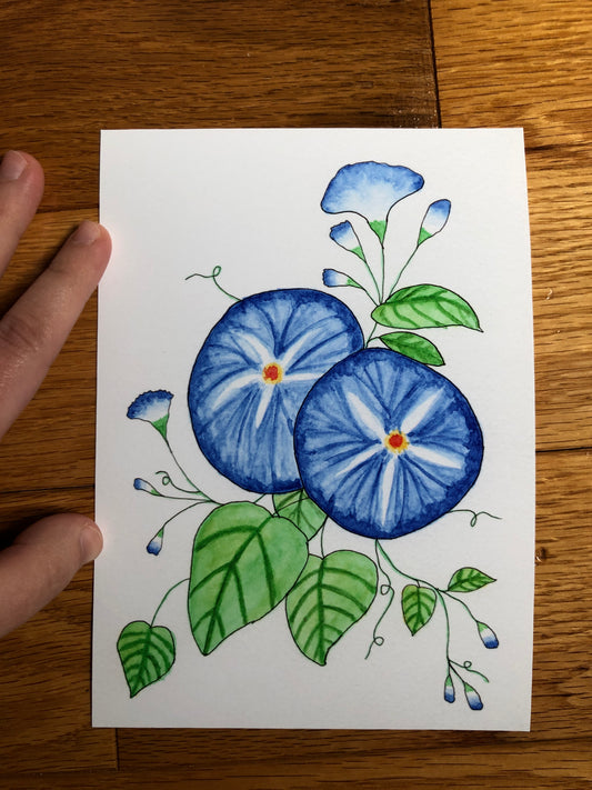 Morning Glory Watercolor Print - Only ONE of this paper type! -
