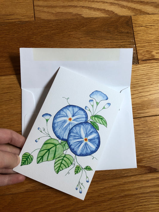 Morning Glory Notecard - Only one card of this paper type! -