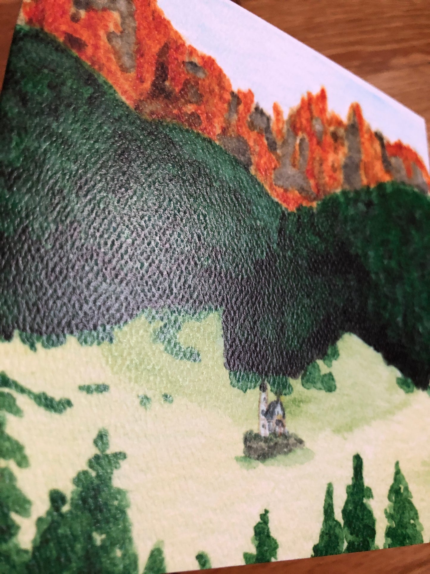 Italian landscape watercolor notecard