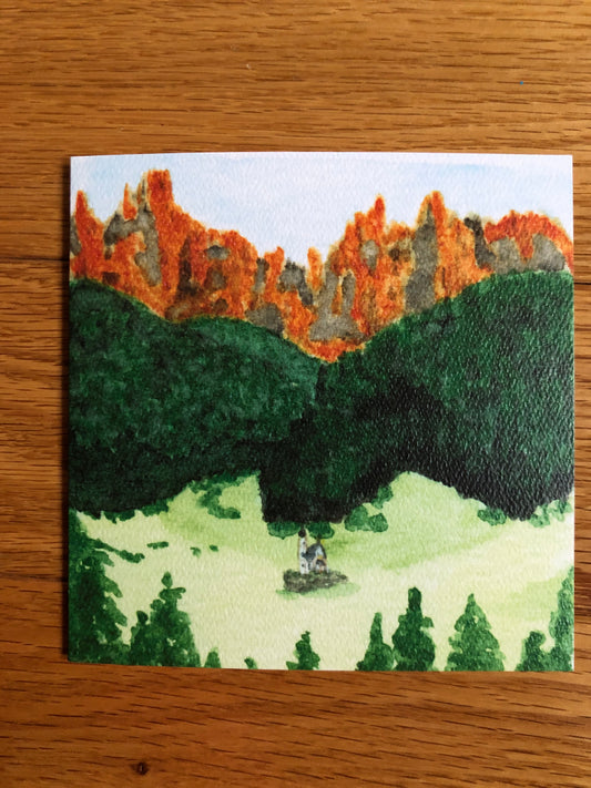 Italian landscape watercolor notecard