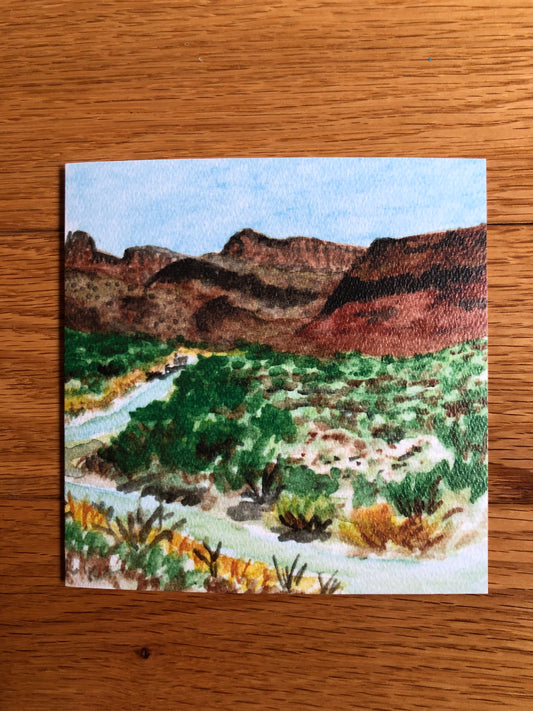 Texas landscape watercolor notecard