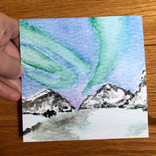 Norwegian landscape watercolor notecard