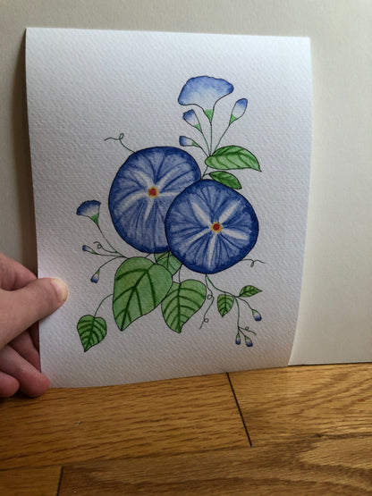 Morning Glory Watercolor Print