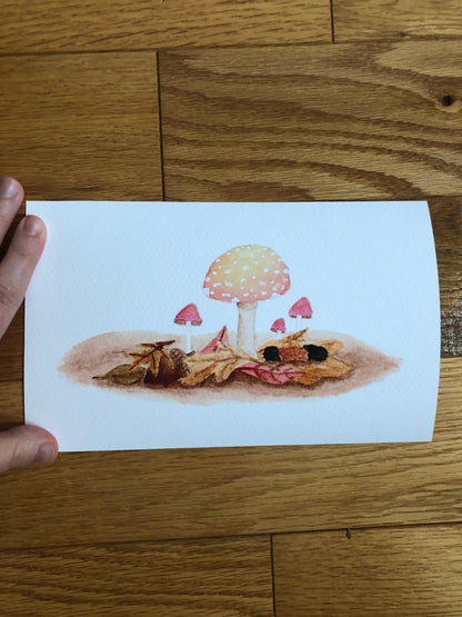 Mushroom watercolor print